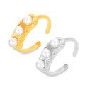 Open Adjustable Ring Three Imitation Pearls Gold Steel view 5