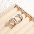 Gold and Silver Open Coil C Hoop Textured Stud Earrings view 7