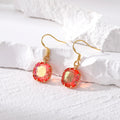 Gold Tone Faceted Iridescent Cushion Crystal Hook Earrings in Four Colors view 5