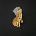 Textured Sitting Cat Brooch Pin Gold Silver Metal Styles view 4