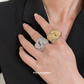 Metal Rope Knot Open Rings Gold Silver Adjustable Band view 1