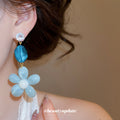 Blue Ombre Flower Drop Stud Earrings Fashion Jewelry view 3
