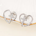 Open Heart Arrow Stud Earrings in Silver-Tone Metal Jewelry view 3