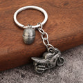 Motorcycle Keychain With Helmet Charm In Four Metal Finishes view 2