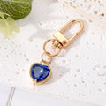 Gold Tone Faceted Crystal Heart Clip Keychains in Eight Colors view 6