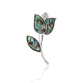 Abalone Shell Tulip Stem Brooch in Silver Tone Jewelry view 1