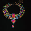 Statement Multi Row Rhinestone Collar Heart Drop Two Colors view 6