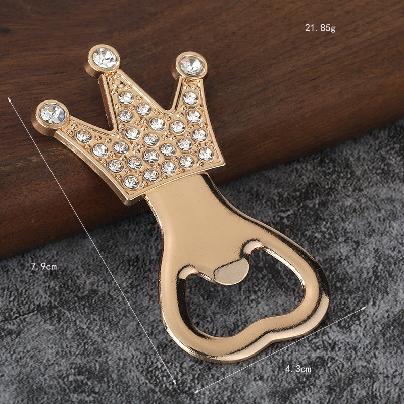 Colorful Crown Rhinestone Bottle Opener Keychain for Beer Gifts