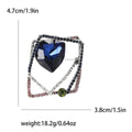 Geometric Square Crystal Brooch Rhinestone Frame Pin view 7