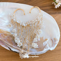 White Floral Cascade Long Tassel Ear Hook Earrings view 4
