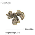 Crystal Ribbon Bow Brooch in Antique Gold and Silver Tones view 5