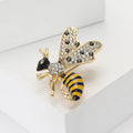 Yellow and Black Enamel Bee Brooch With Crystal Wings view 2
