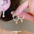 Pearl Ball Hoop Earrings Daisy Bead Ear Cuff Pieces view 2