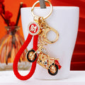 Jeweled Motorcycle Keychains with Braided and Bare Wrist Loop Options view 8