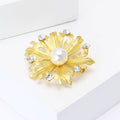 Textured Floral Brooch with Pearl Center in Gold and Silver view 3
