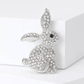 Pave Crystal Rabbit Brooch Sitting Pose Gold and Silver view 5
