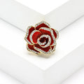 Crystal Camellia Rose Brooch in Black Purple White or Red view 9