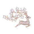 Crystal Deer and Branch Brooch in Three Metal Tones view 1
