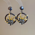 Black and Gold Openwork Floral Statement Stud Earrings view 6