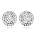 Round Cluster Stud Earrings with Layered White Stones view 6