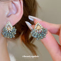 Blue Gray Crystal Teardrop Cluster Stud Earrings Jewelry view 2