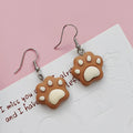 Silver Tone Colorful Cat Paw Resin Hook Earrings in Seven Colors view 9