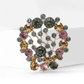 Multicolor Crystal Open Circle Brooch With Floral Clusters view 2