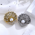 Gold Tone Silver Tone Shell Crystal Pearl Look Two Designs Metal Brooch Pin view 4