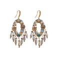 Blue and Green Faceted Stone Chandelier Hook Earrings view 5