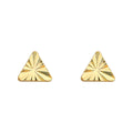 Gold Mini Triangle Stud Earrings Radial Cut Facets view 5