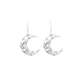 Silver Filigree Crescent Moon Pink Purple Accent Earrings view 5
