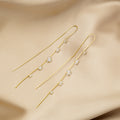 Gold Tone Clear Accent Long Chain Threader Earrings view 2