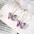 Crystal Butterfly Wing Drop Earrings Gold Hooks 11 Colors view 4