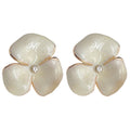 Cream Pearl Enamel Three Petal Flower Stud Earrings view 5