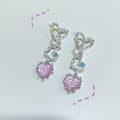 Silver Heart Chain Pink Glitter Heart Drop Earrings Long view 6