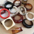 Resin Marbled Round Oval Open Cuff Bangle Bracelets 19 Styles view 2