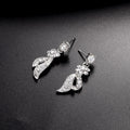 Black Silver Tone Crystal Ribbon Bow Metal Necklace and Earring Set view 3