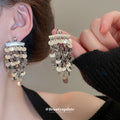 Metal Sequin Cascade Stud Earrings in Gold and Silver Tones view 4