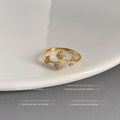 Gold-Tone Open Adjustable Heart Bow CZ Fashion Rings Set view 12