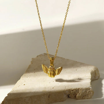 Metal Angel Cherub Pendant Necklace Gold or Silver