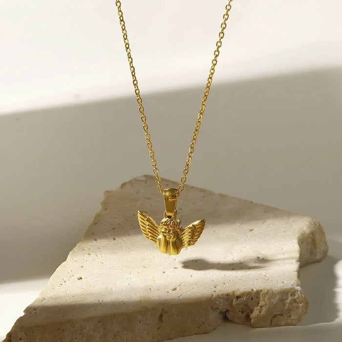 Metal Angel Cherub Pendant Necklace Gold or Silver