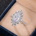 White Gold Tone Marquise Halo Crystal Ring Sizes 6-10 view 3