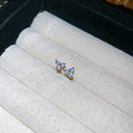 Petite Three Petal Crystal Stud Earrings in Silver Tone view 6
