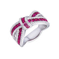 Ribbon Bow Pave Ring In Blue And Magenta Stone Options view 4