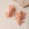 Four Color Translucent Flower Cluster Long Hook Earrings view 7