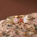 Mixed-Cut Multicolor Slim Ring In Polished Gold Tone view 2