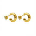 Small Smooth Gold C-Shaped Hoop Stud Earrings Metal Pair view 5