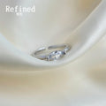 Silver Open Adjustable Ring Marquise Clear Crystal Center Stone view 3