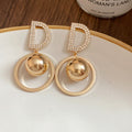 Crystal Letter D Double Ring Gold And Silver Tone Earrings view 6
