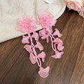 Chiffon Flower Vine Long Drop Earrings In Four Soft Colors view 6